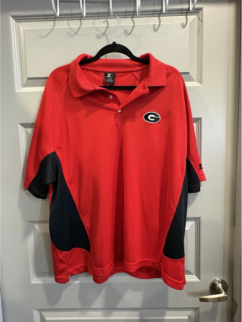Starter Georgia Bulldogs Red and Black Polo Shirt XL-194